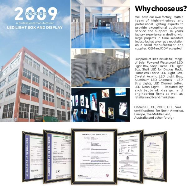 LED Movie Poster Frames Backlit Picture Frame 16" x 24" - Aluminum Snap Frame for Advertising Display&Acrylic Art ~ Backlit Poster Frame Wall Mounted (Black)-5
