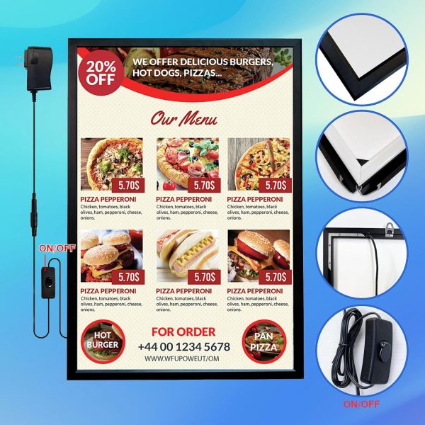 LED Movie Poster Frames Backlit Picture Frame 16" x 24" - Aluminum Snap Frame for Advertising Display&Acrylic Art ~ Backlit Poster Frame Wall Mounted (Black)-1