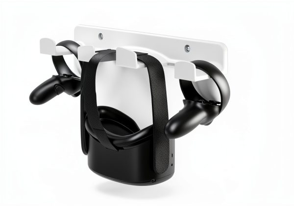HomeMount VR Wall Mount White ABS 3 Hook for Quest Controllers-2