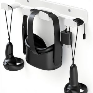 HomeMount VR Wall Mount White ABS 3 Hook for Quest Controllers-0