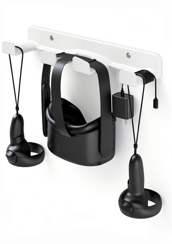 HomeMount VR Wall Mount White ABS 3 Hook for Quest Controllers-0
