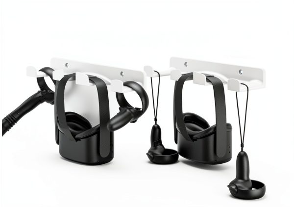 HomeMount VR Wall Mount White ABS 3 Hook for Quest Controllers-3