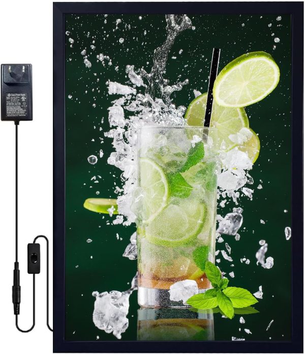 LED Movie Poster Frames Backlit Picture Frame 16" x 24" - Aluminum Snap Frame for Advertising Display&Acrylic Art ~ Backlit Poster Frame Wall Mounted (Black)-8