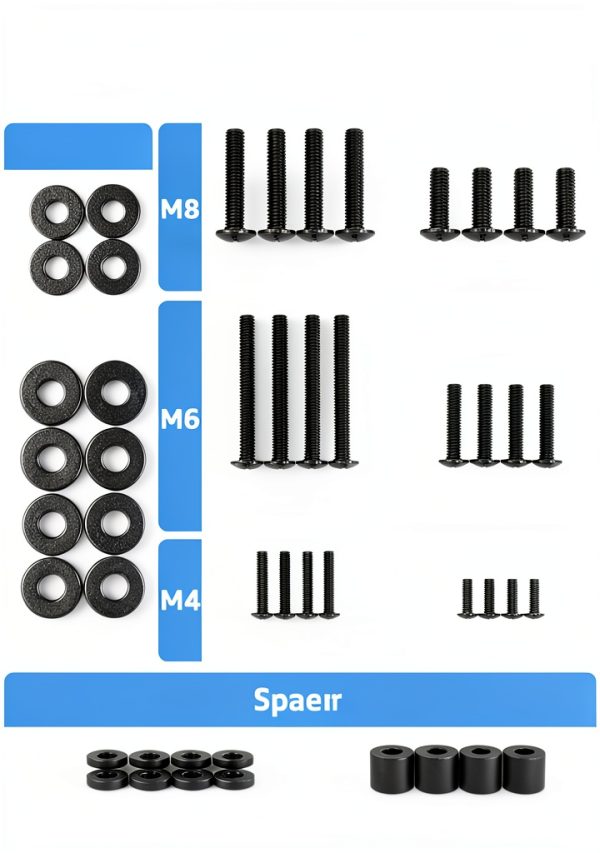 MOUNTUP Universal TV Mounting Hardware Screw Kit with Box - M4 M6 M8 Screws, Spacers & Washers for Most LED LCD OLED 4K TVs, Replacement Screws for TVs/Monitor Mounting, MU9041-1