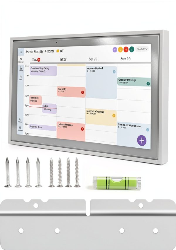 No-Stud, No-Drill Wall Mount for Skylight 15” Digital Calendar – Metal Mount – No-Drill Installation for Drywall – Includes Level & Mounting Kit - Accessories for Skylight Calendar-0